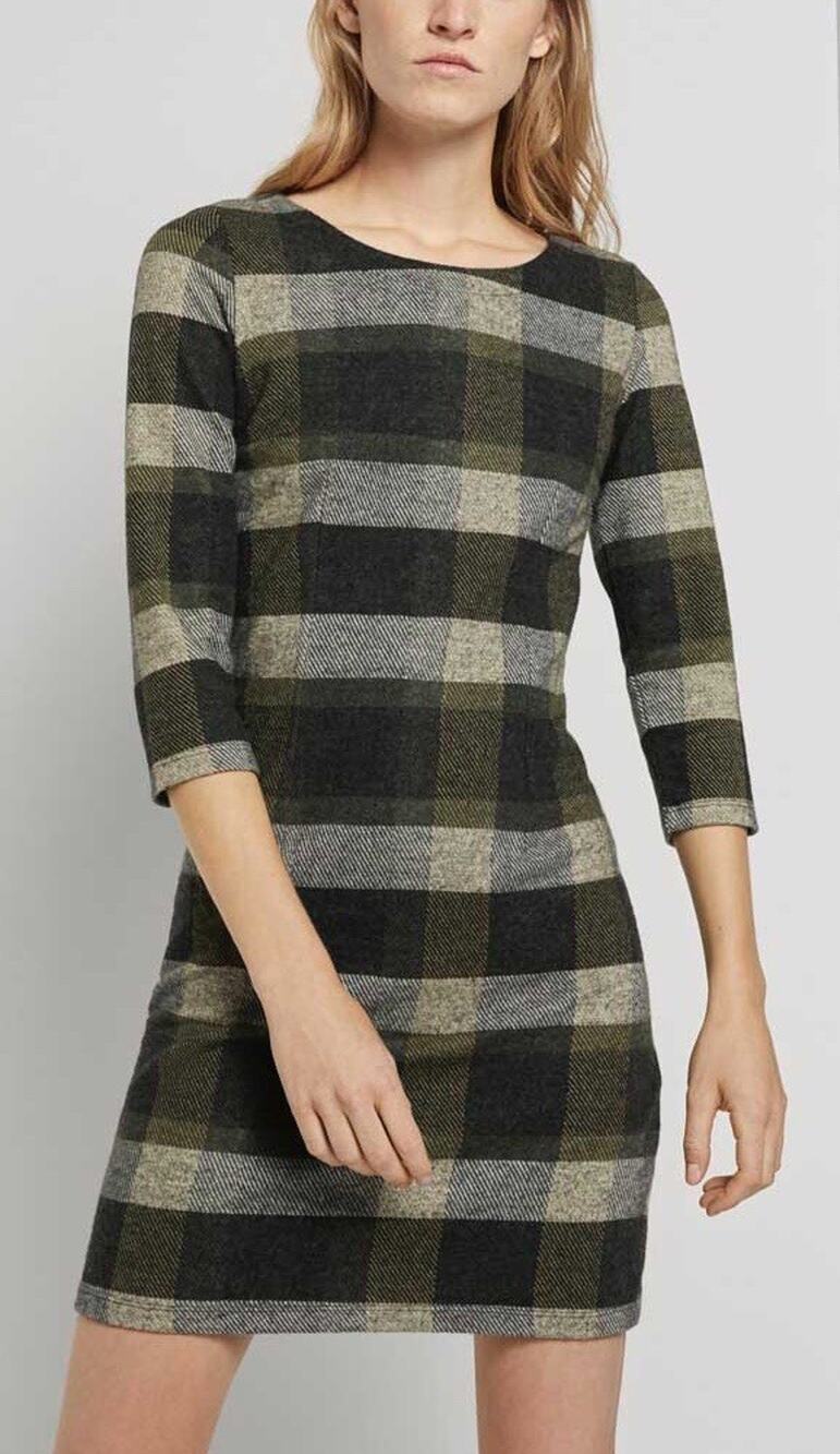 Tom Tailor Dress Womens 8 Sweater Dress Plaid Check 1/2 Sleeve Mini EU 40 N62